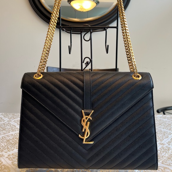 Yves Saint Laurent Handbags - ENVELOPE LARGE BAG IN MATELASSÉ GRAIN DE POUDRE EMBOSSED LEATHER